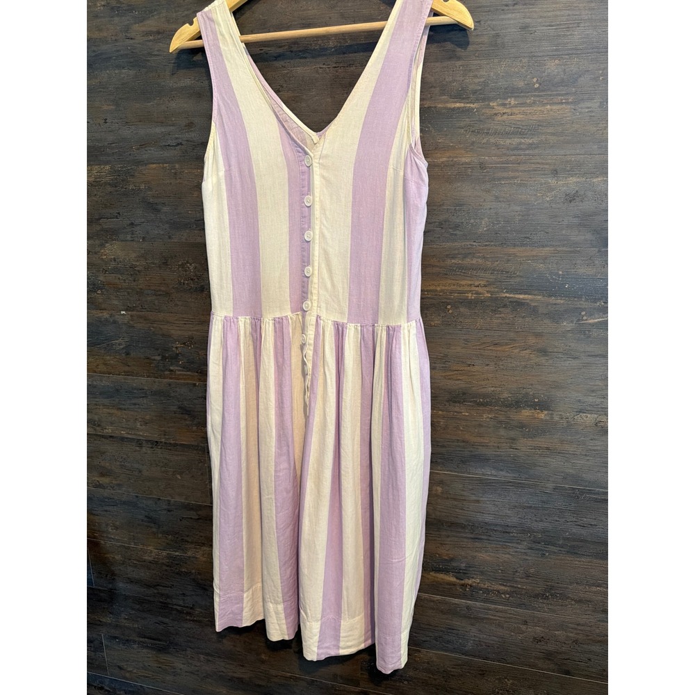 Urban Outfitters Purple White Striped Button Front Midi Dress Womens XS